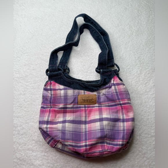 Levi's Handbags - Levi’s Women’s Plaid Purple and Pink Small Shoulder Bag Y2K Streetwear RARE!!